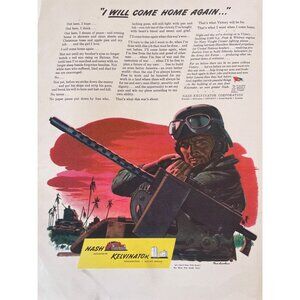 Vintage 1940s Nash-Kelvinator WW2 War Bonds Advertisement Print Artwork